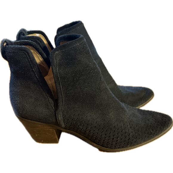 Lucky Brand Women's Black Ankle Booties Size 9 Side Zip Block Heel - Picture 2 of 6